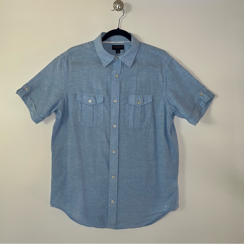 BANANA REPUBLIC SHORT SLEEVE LINEN , COTTON SHIRT